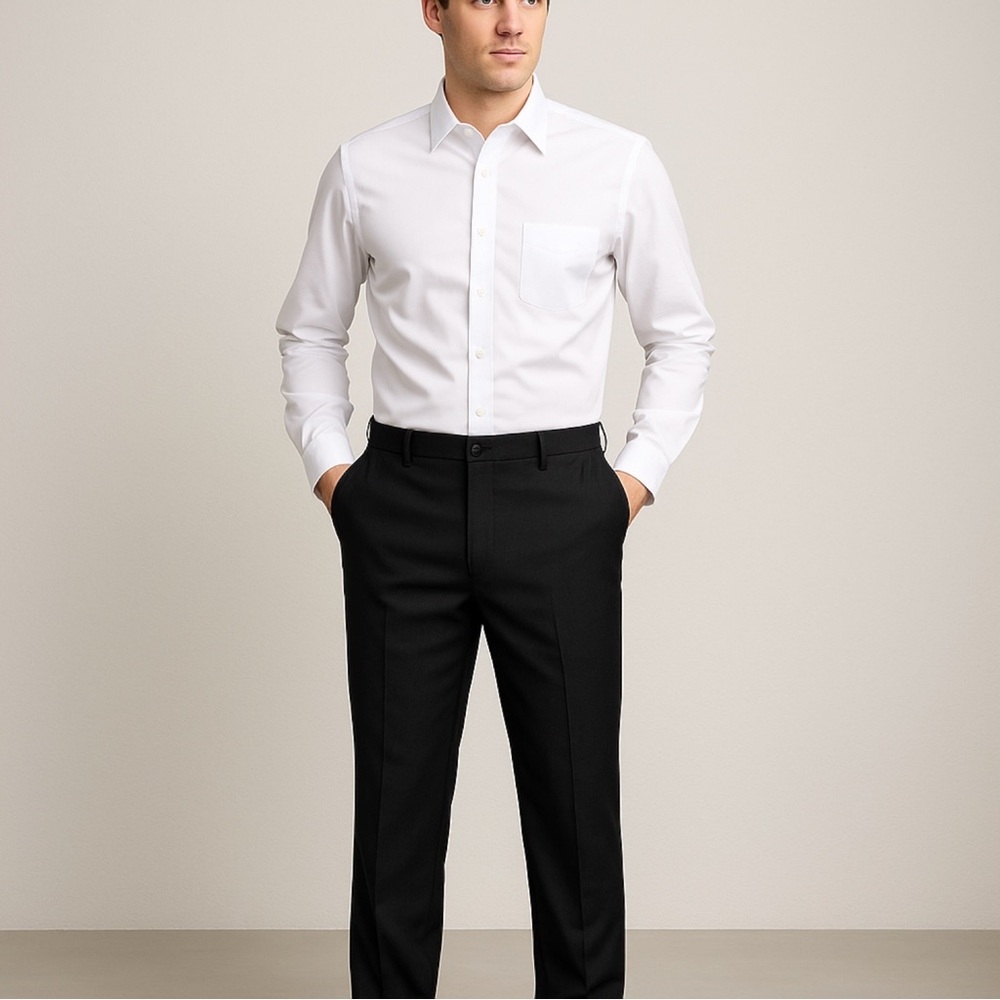 Haggar H26 Men's Dress Pants Gray 32x32 Flat Front Business Casual